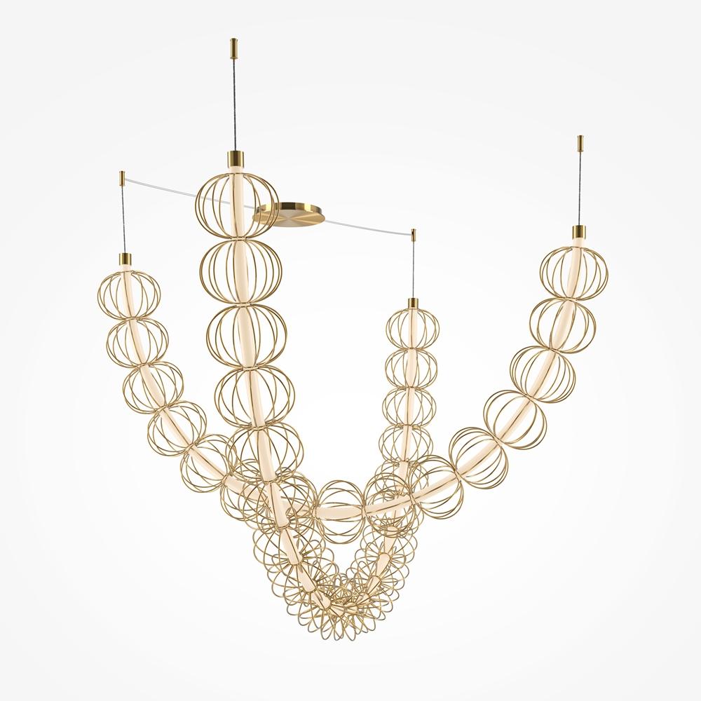 подвесной светодиодный светильник maytoni golden cage mod216pl-l55g3k