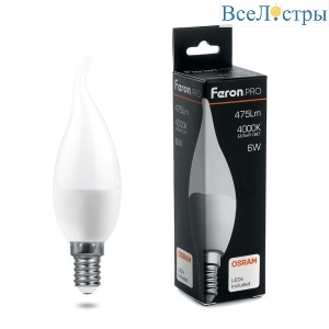Лампа светодиодная Feron E14 6W 4000K Матовая LB-1306 38048