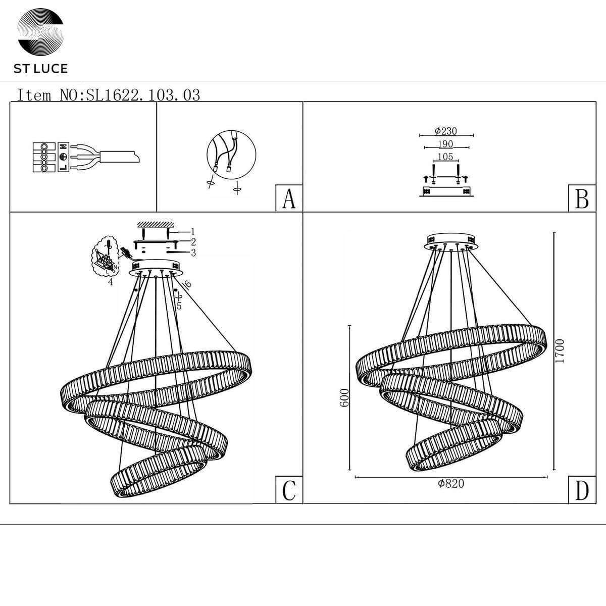 подвесная люстра st luce tivoli sl1622.103.03