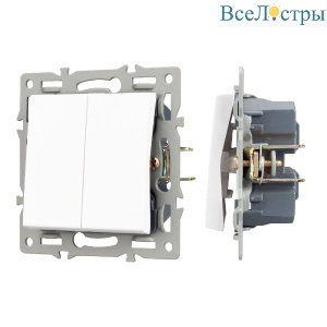Механизм выключателя двухклавишный проходной Arlight SWT-MKP2-PL-WH (250V, 16A) 043727