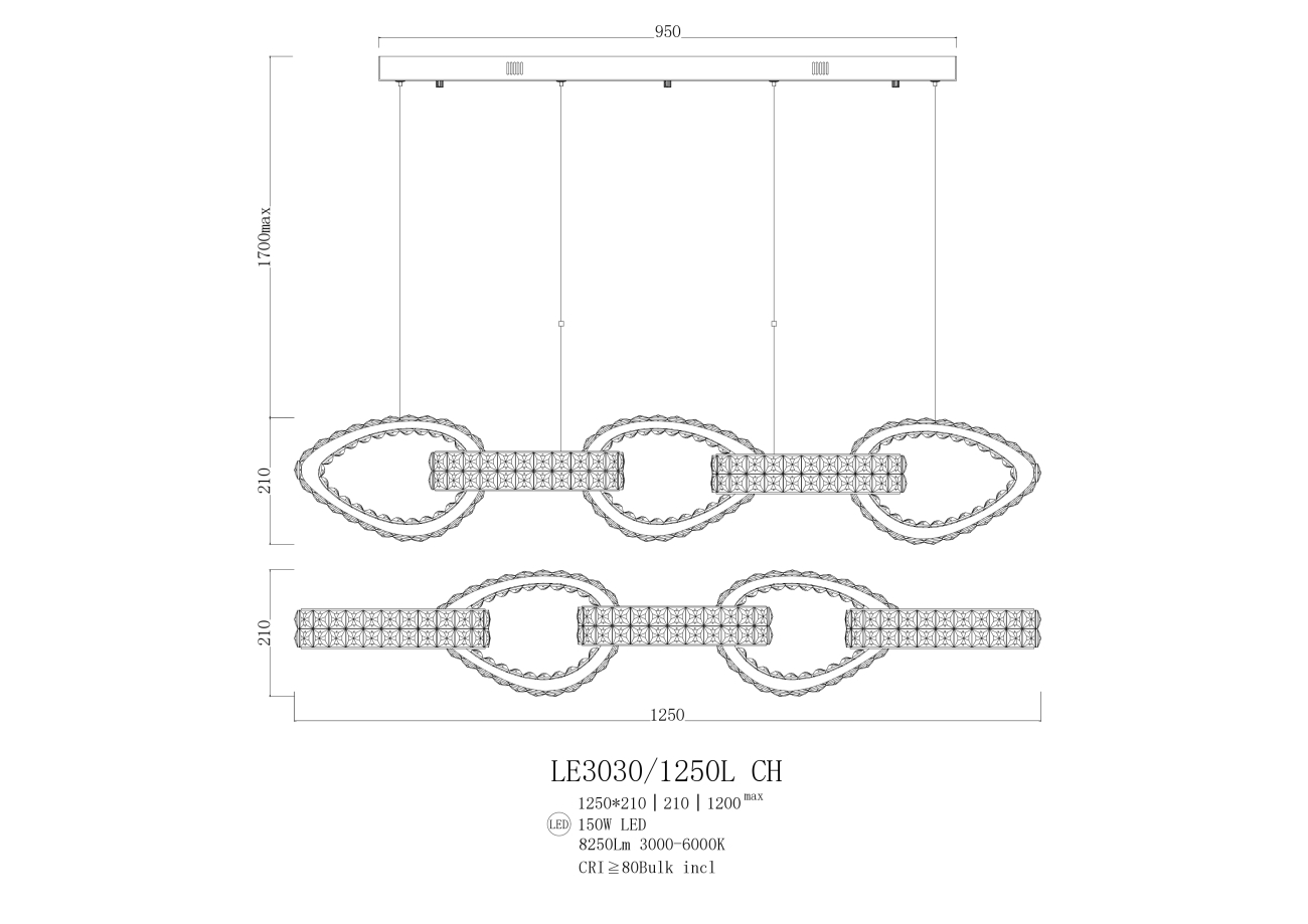 подвесная люстра veronique le3030/1250l ch