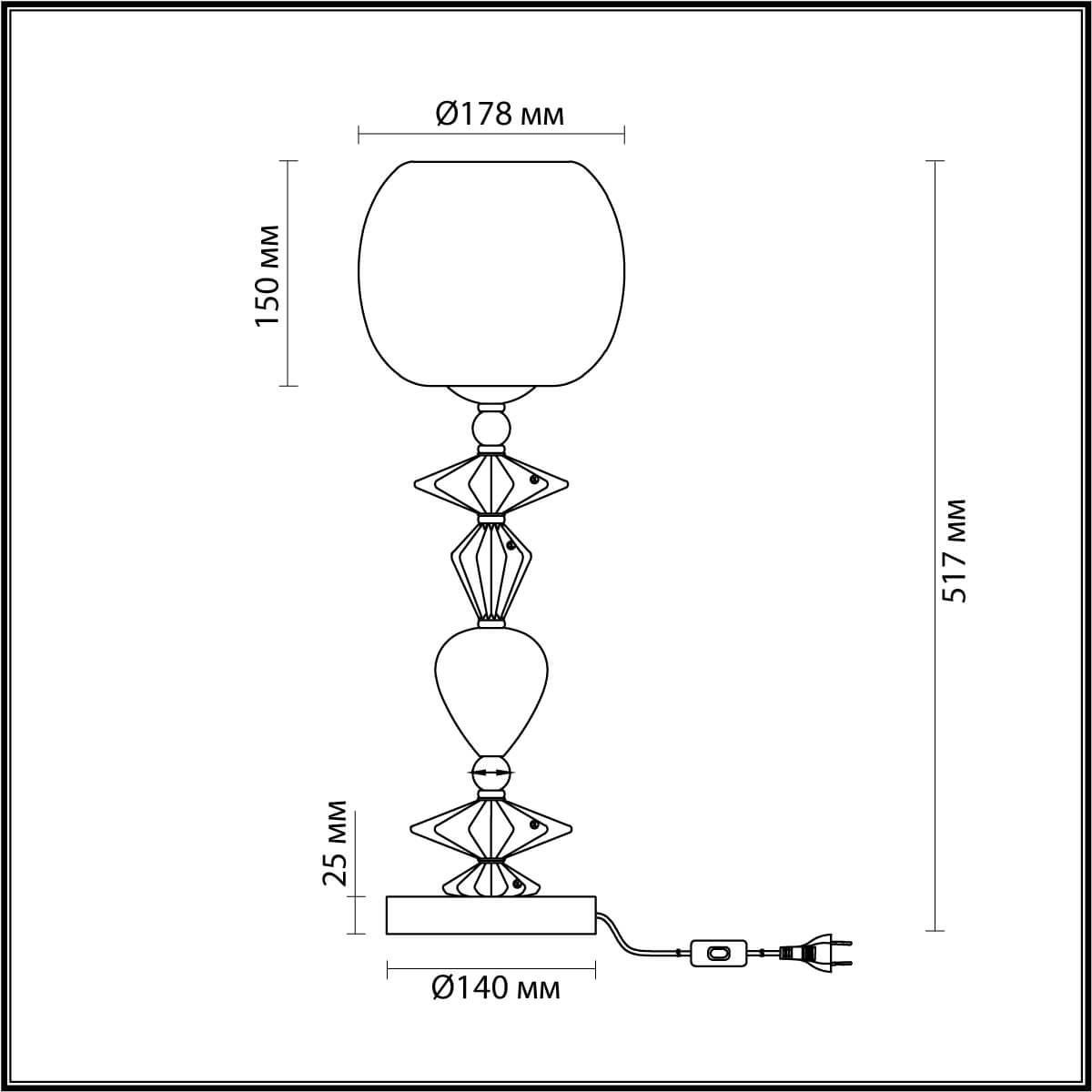 настольная лампа odeon light classic bizet 4855/1t