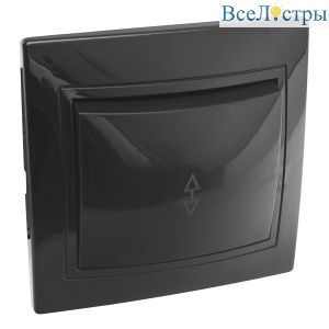 Выключатель 1 кл. на 2 направления скрытой установки 10А 250В IP20, черный (керамика) "Дельта" Gener 477303