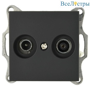 Розетка Jasmart TV-FM проходная с накладкой черный матовый (soft touch) G6205PB