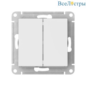 Выключатель 2-клавишный, сх.5, 10АХ, мех., быстрозажим. клем. Systeme Electric AtlasDesign Белый ATN000151S