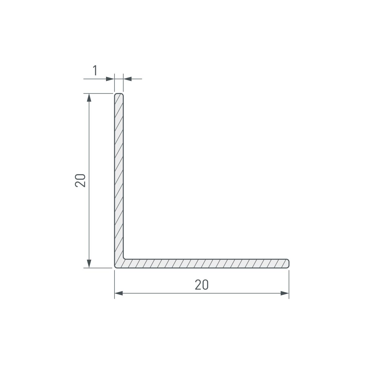 уголок arlight arh-w20x20x1-3000 white (алюминий) 063301