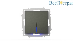 Выключатель одноклавишный с подсветкой ELBI Zena Vega 609-011100-201