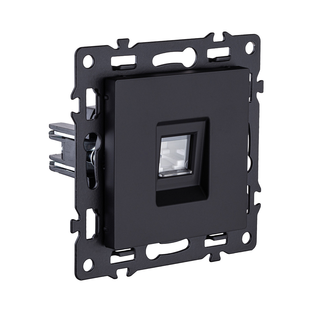 розетка ethernet rj45 cat.6, черный kollinger asthetik as-017bk