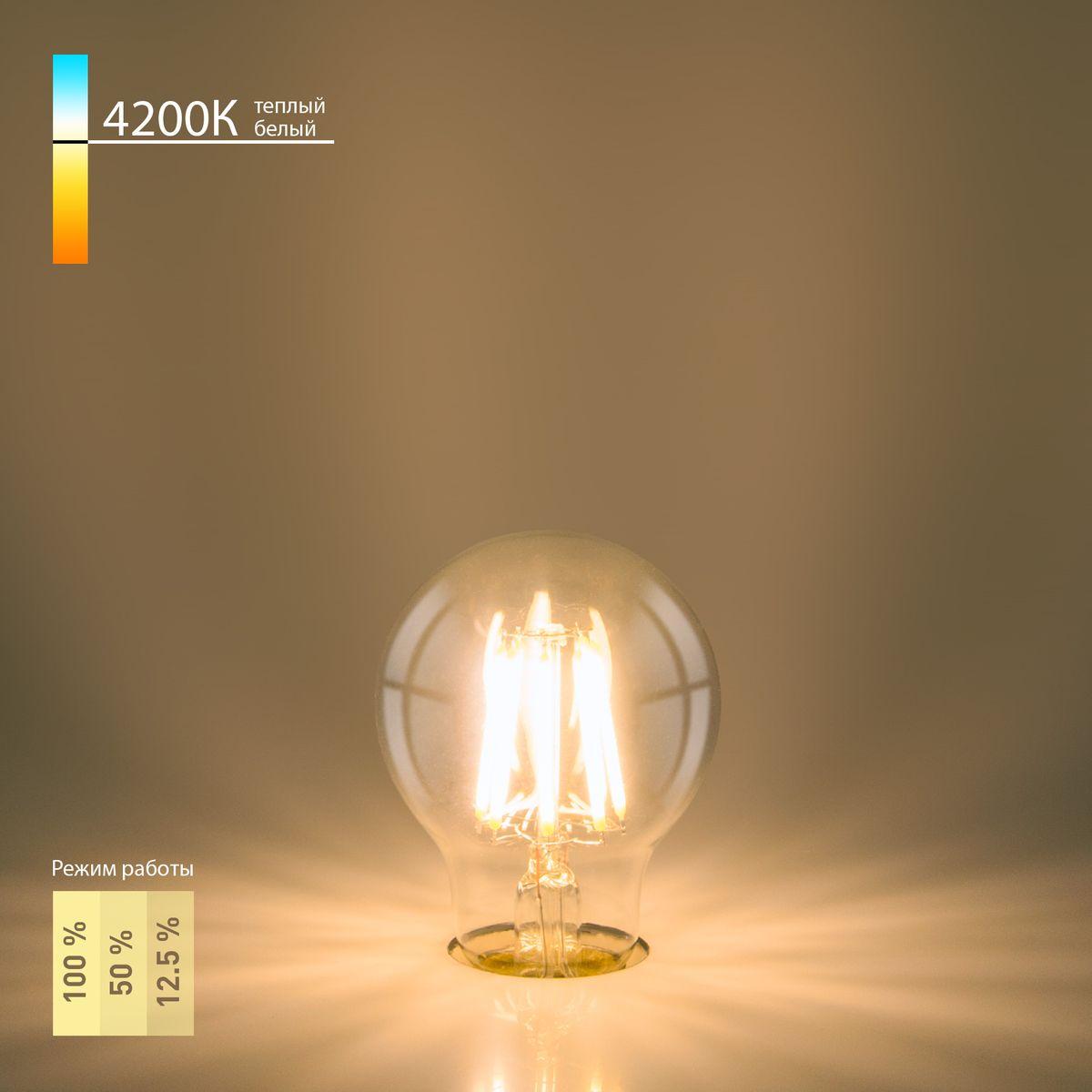 лампа светодиодная филаментная диммируемая elektrostandard e27 9w 4200k прозрачная a048382