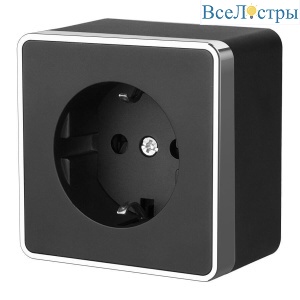 Розетка с заземлением Werkel Gallant черный/хром W5071035 4690389164514