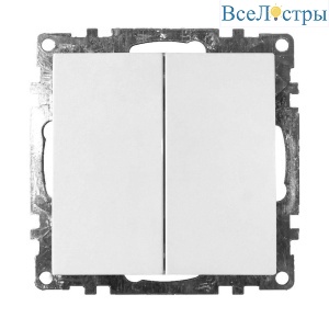 Выключатель двухклавишный Stekker Катрин белый GLS10-7104-01 39300