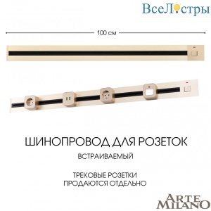 Встраиваемый шинопровод с выключателем Arte Milano Am-track-sockets 385201TBB/100 Gold