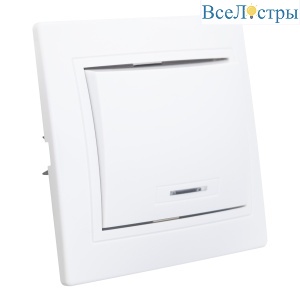 Выключатель 1 кл. с подсветкой скрытой установки 10А 250В IP20, белый (керамика) "Дельта" General 477202