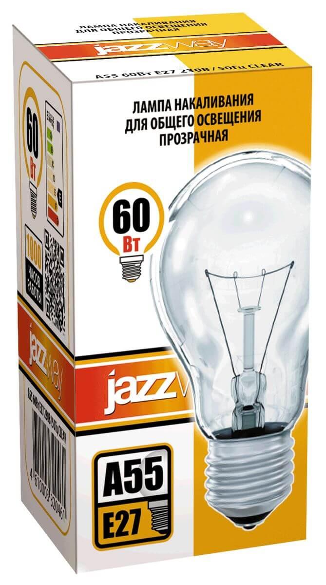 лампа накаливания jazzway e27 60w 2700k прозрачная 3320461