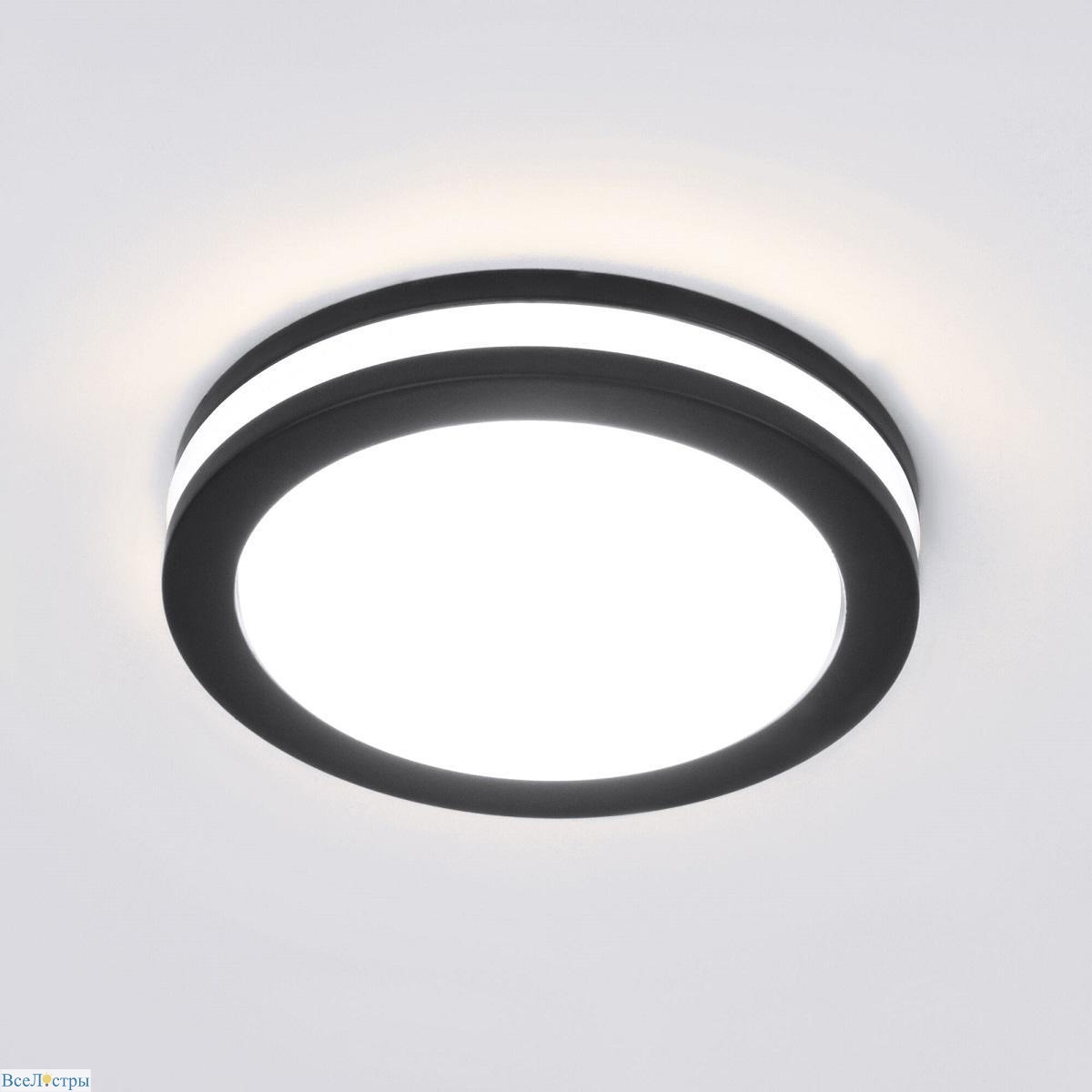 встраиваемый светодиодный светильник elektrostandard aster dskr80 5w 3300k черный a063989