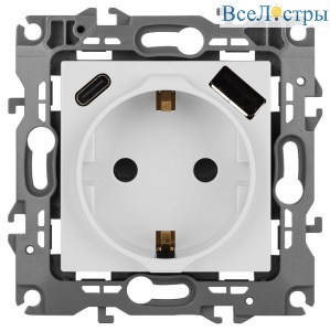 Розетка со шторками с USB type-A+C Эра 12-4108-01 Б0067752