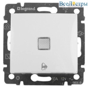 Выключатель кнопочный одноклавишный Legrand Valena 10A 250V с подсветкой Звонок белый 774215
