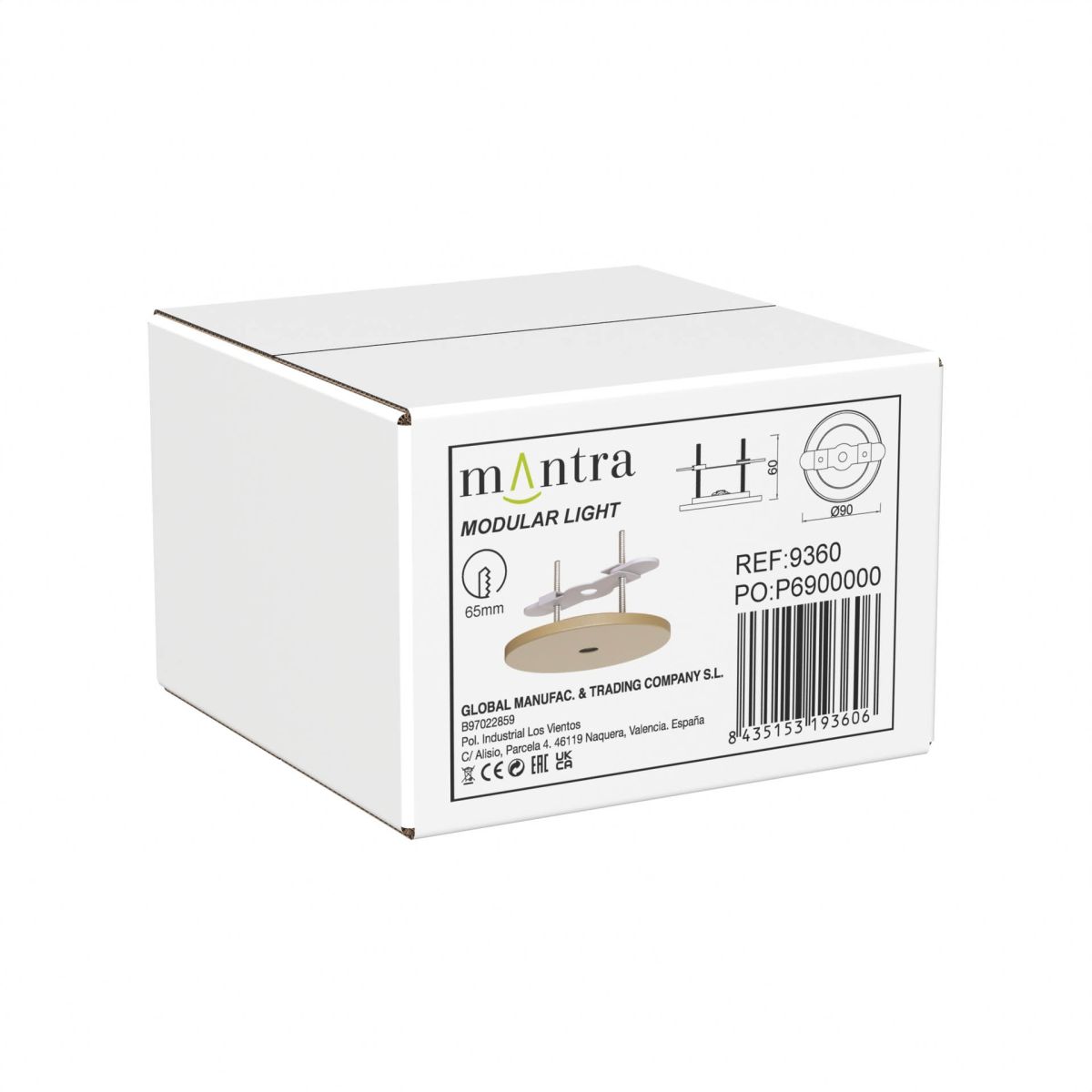 основание потолочное утопленное 1l mantra modular light florones 9360
