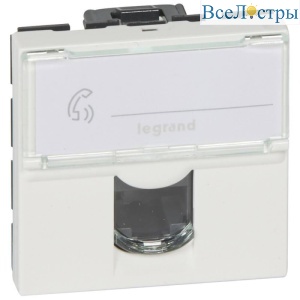 Розетка компьютерная RJ45 Legrand Mosaic UTP 5 кат белая 076554