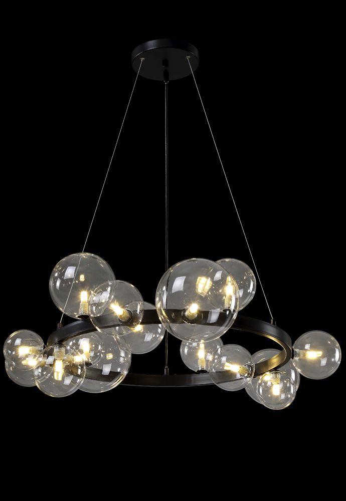 подвесная люстра crystal lux agata sp15 v2 black/transparente