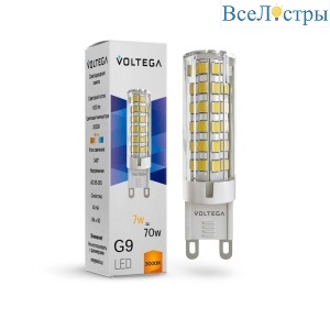 Лампа светодиодная Voltega G9 7W 3000К прозрачная VG9-K3G9warm7W 7187
