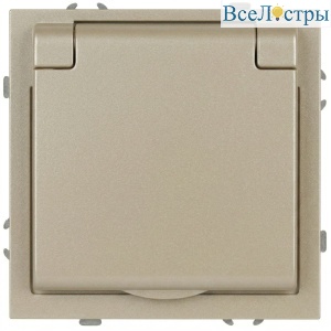Розетка Эра Galaxy 15-2103-04 c заземлением 2P+E Schuko со шторками с крышкой 16А-250В IP20 шампань Б0070664