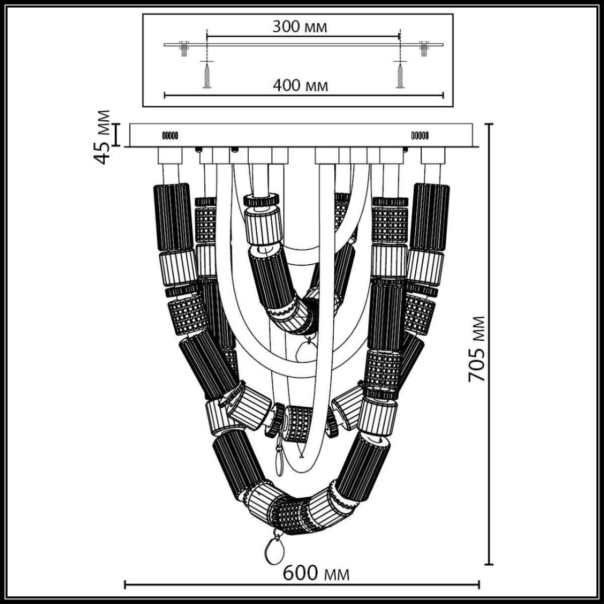 потолочная люстра odeon light l-vision collier 5455/80cl