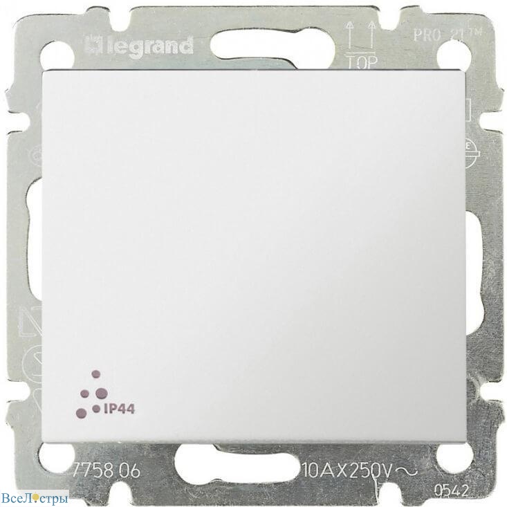 переключатель одноклавишный legrand valena 10a 250v ip44 белый 774206