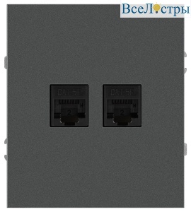 Розетка Эра Arktik 16-3108-06 информационная двойная 2XRJ45 графит Б0070489