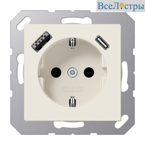 Розетка 2K+З USB Typ AC Jung A1520-15CA