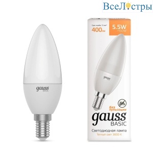 Лампа светодиодная Gauss E14 5,5W 3000К матовая 1033116