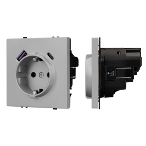 Розетка зк со шторками с USB тип А+С софт-тач никель Arlight SCT-MUAC-SFPL-IS (250V, 16A) 059445(1)