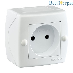 Розетка 2К Mono Electric Octans IP20 16A 250V винтовое подключение белый 104-010106-116