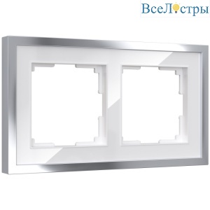 Рамка на 2 поста Werkel Baguette белый-серебро 4690389185755 W0022850 a060231