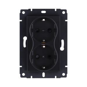 Розетка штепсельная SCHUKO двойная 16A/250 В, черный матовый Kollinger REA-032BM для Aspekt, Eleganz, Reflex