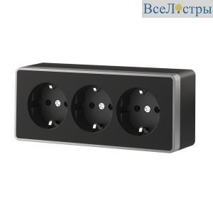 Розетка тройная с заземлением и шторками Werkel Gallant (черный с серебром) W5073134 4690389177200 a056944