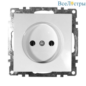 Розетка 2P Stekker Катрин со шторками белый GLS10-7109-01 39303