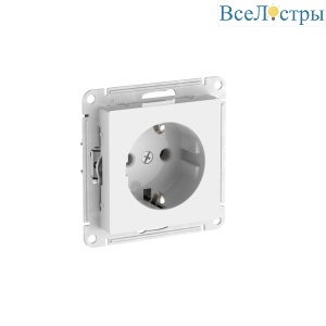 Розетка с заземлением, 16А, мех., быстрозажим. клем. Systeme Electric AtlasDesign Белый ATN000143S