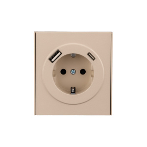 Розетка STRONG 1-ая с/з с/у з/ш 16А с USB A+C быстрой зарядки 5В/3А шелк KRANZ KR-78-0704-8