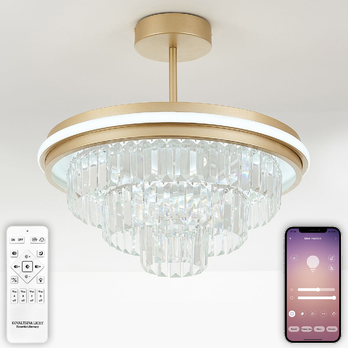 люстра на штанге natali kovaltseva crystal led lamps 81115/3c
