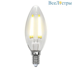 Лампа светодиодная филаментная Uniel E14 5W 3000K прозрачная LED-C35-5W/WW/E14/CL/MB GLM10TR UL-00002367