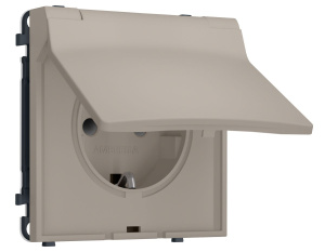 Комплект механизма электрической розетки SIGMA Серо-бежевый матовый 50Hz 2P+E с/з с/ш и крышкой IP44 16A-250V QUANT PRO Ambrella Volt MS368010 (SP3680, PR141)