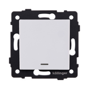 Выключатель 1-клавишный перекрестный 10А/250В с LED подсветкой, белый Kollinger REA-S-015WH для Aspekt, Eleganz, Reflex