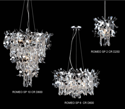 подвесная люстра crystal lux romeo sp10 chrome d600