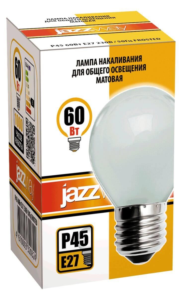 лампа накаливания jazzway e27 60w 2700k матовая 3320324