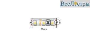 Светодиодная лента SWG Standard 12В 3528 9,6Вт/м красный 5м IP66 SWG3120-12-9.6-R-66-M 015651