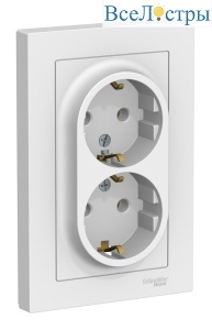 Розетка двойная с/з, 16А, в сборе Systeme Electric AtlasDesign Лотос ATN001324