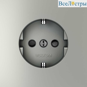 Розетка встраиваемая Voltum S70 с заземлением и защитными шторками, 16А, (сталь) VLS040205