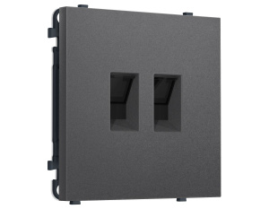 Комплект механизма компьютерной двойной розетки SIGMA Антрацит серый RJ-45 Ambrella Volt MS662110 (SP6621, PR189)
