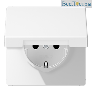 Розетка Schuko с крышкой Jung LS1520BFKLWWM